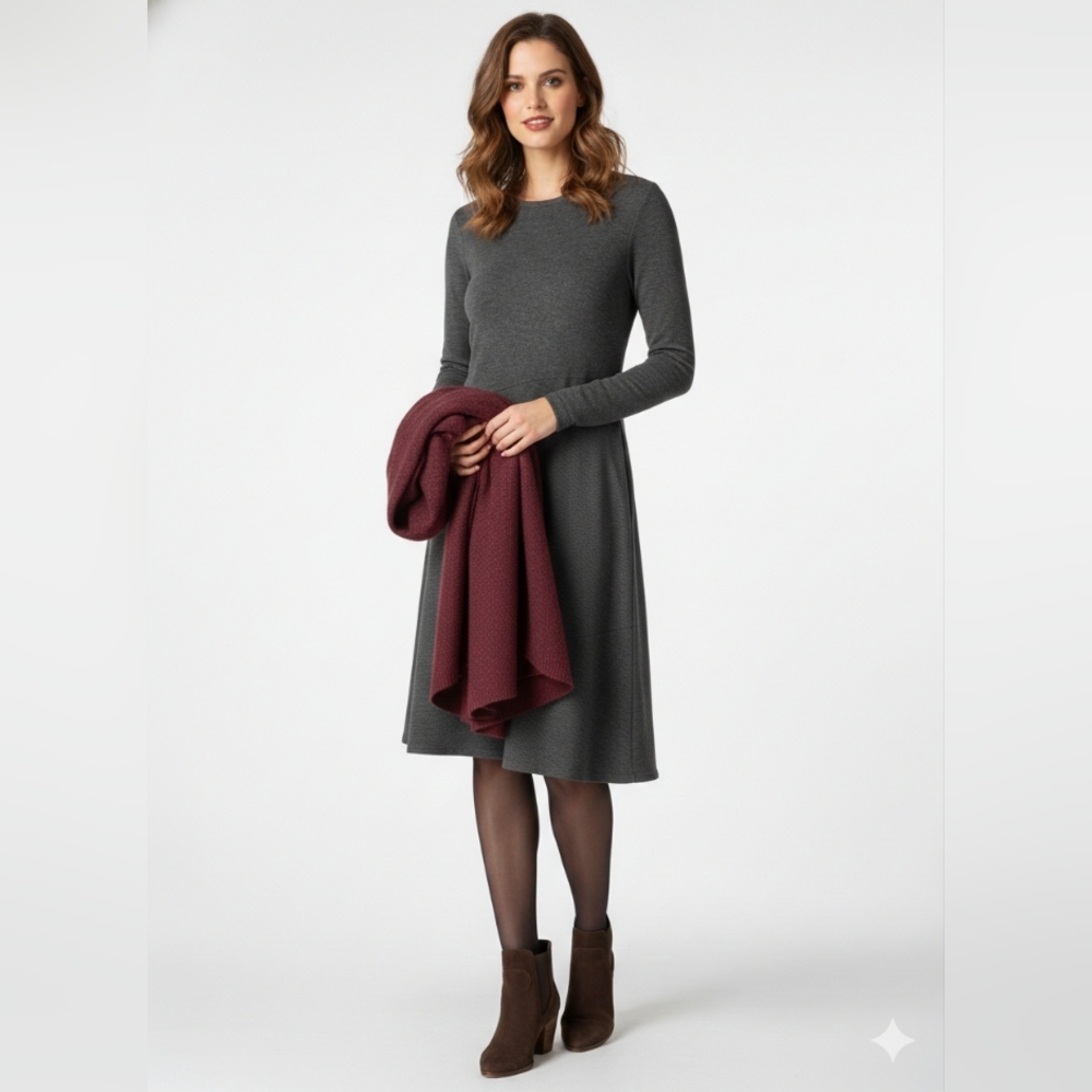 Vince Heather Gray Asymmetrical Seam Fit & Flare Dress – Size M